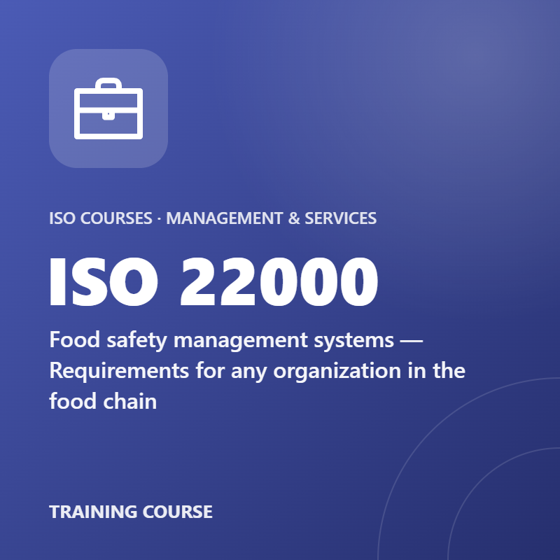 ISO 22000 – Food safety management systems — Requirements for any organization in the food chain