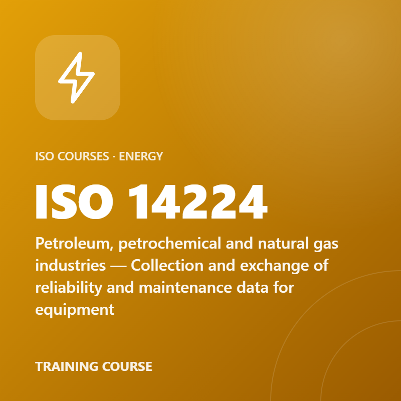 ISO 14224 – Petroleum, petrochemical and natural gas industries — Collection and exchange of reliability and maintenance data for equipment