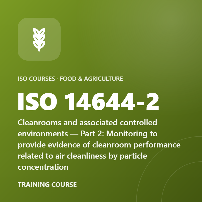ISO 14644-2 – Cleanrooms and associated controlled environments — Part 2: Monitoring to provide evidence of cleanroom performance related to air cleanliness by particle concentration
