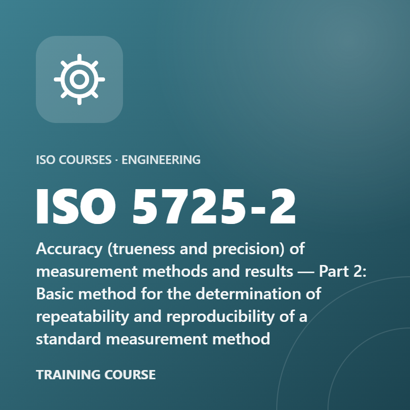 ISO 5725-2 – Accuracy (trueness and precision) of measurement methods and results — Part 2: Basic method for the determination of repeatability and reproducibility of a standard measurement method