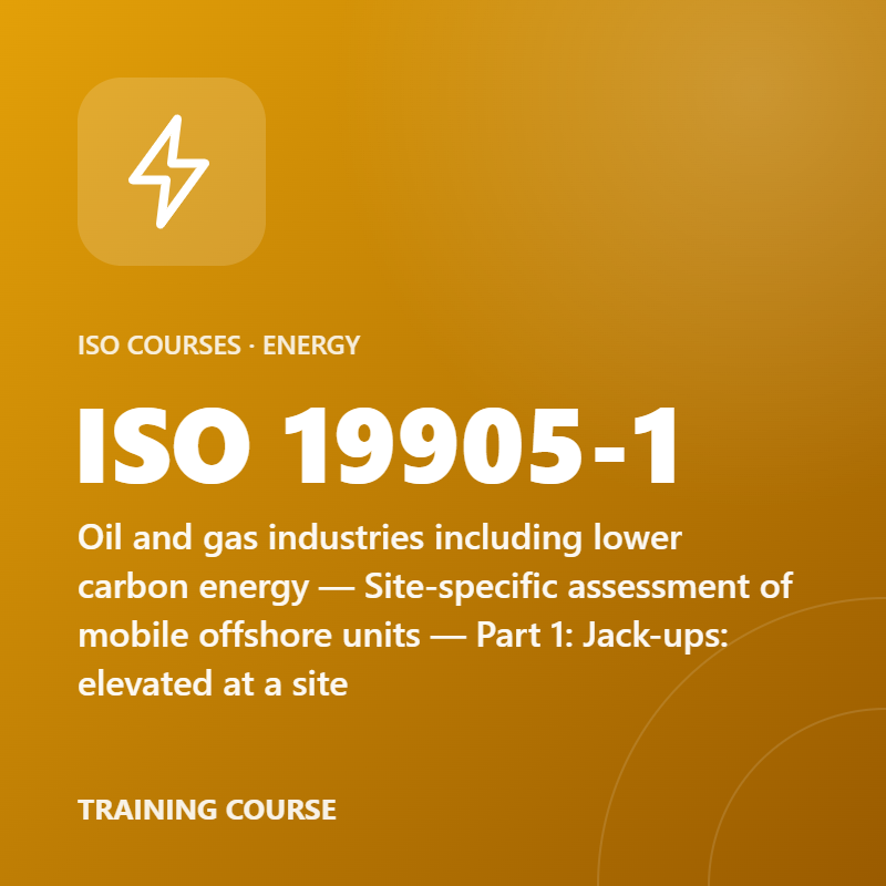 ISO 19905-1 – Oil and gas industries including lower carbon energy — Site-specific assessment of mobile offshore units — Part 1: Jack-ups: elevated at a site