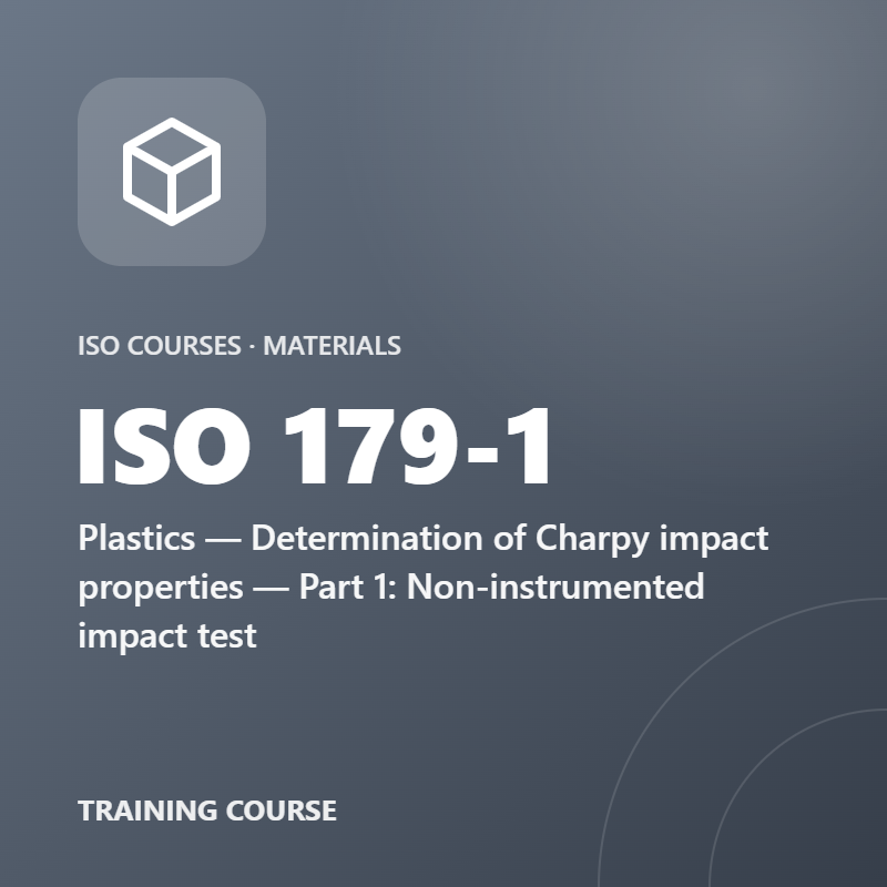 ISO 179-1 – Plastics — Determination of Charpy impact properties — Part 1: Non-instrumented impact test