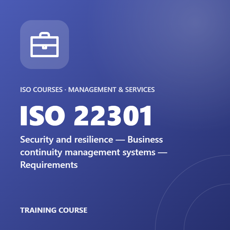 ISO 22301 – Security and resilience — Business continuity management systems — Requirements